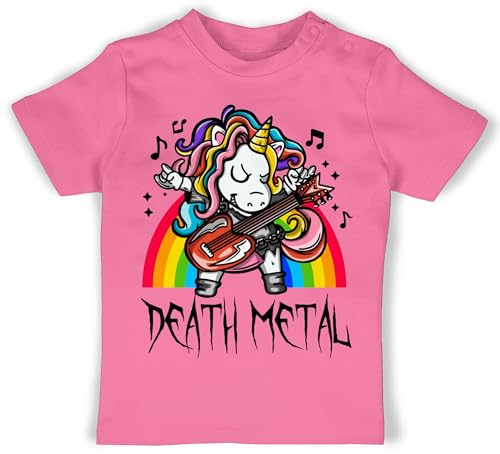 Baby T-Shirt Mädchen Jungen - Sprüche - Death Metal Einhorn - Unicorn - 18/24 Monate - Pink - Heavy Shirt Tshirt Spruch sprüche. Band Tshirts Babykleidung mit sprüchen lustige babygeschenke von Shirtracer