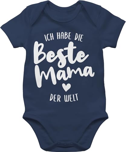 Baby Body Junge Mädchen - Ich habe die beste Mama der Welt - 3/6 Monate - Navy Blau - babystrampler muttertagsgeschenk muttertag neu geboren kinder kleidung strampler mother's day babybodys von Shirtracer