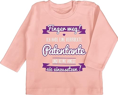 Baby Langarmshirt - Ich Habe eine verrückte Patentante - Geschenk - 12/18 Monate - Babyrosa - von patenkind taufpaten Shirts sprüche Gotti Auntie Babykleidung goti ist verrückt Shirt Langarm von Shirtracer