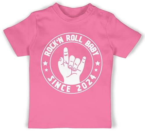 Baby T-Shirt Mädchen Jungen - Statement Sprüche Baby - Rock'n Roll Baby Since 2023-3/6 Monate - Pink - Tshirt Baby mädchen sprüche - BZ02 von Shirtracer