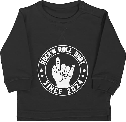 Shirtracer Pullover Jungen Mädchen - Sprüche - Rock'n Roll Baby Since 2024-6/12 Monate - Schwarz - 2023 Pulli Babygeschenk lustig lustige babygeschenke mit coolem Spruch witzige sprüchen Drauf von Shirtracer