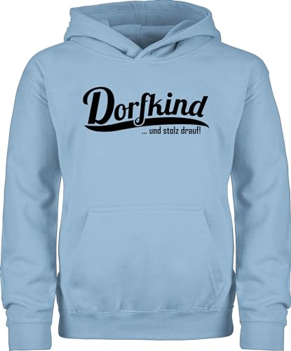 Kinder Hoodie Jungen Mädchen - Statement Sprüche - Dorfkind und stolz drauf - Dorfkinder - 116 (5/6 Jahre) - Hellblau - hudis pullover kind hoddis huddis winterpullover hoods kapuzenpulli pulli von Shirtracer