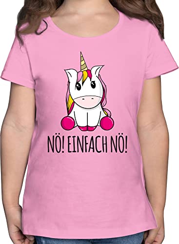 T-Shirt Mädchen - Statement Sprüche Kinder - Nö! Einfach Nö! Einhorn Unicorn Lustig Bevor Du fragst Nein - 104 (3/4 Jahre) - Rosa - mit Aufschrift nö t Shirt sprüchen mal Kindershirt von Shirtracer