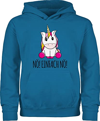 Kinder Hoodie Jungen Mädchen - Statement Sprüche - Nö! Einfach Nö! Einhorn Unicorn Lustig Bevor Du fragst Nein - 152 (12/13 Jahre) - Himmelblau - pullover junge pulli hoody kids hoodies für von Shirtracer