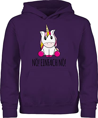 Shirtracer Kinder Hoodie Jungen Mädchen - Statement Sprüche - Nö! Einfach Nö! Einhorn Unicorn Lustig Bevor Du fragst Nein - 152 (12/13 Jahre) - Lila - Pullover hoddys huddis hudi Hoddies Hoody Pulli von Shirtracer