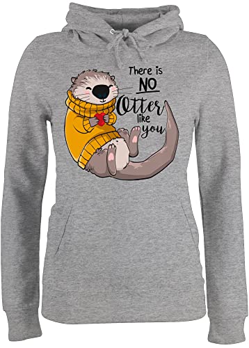 Pullover Damen Hoodie Frauen - Sprüche Statement - There is no Otter Like You - S - Grau meliert - fischotter Hoodies/pullis Otter+Geschenk mit Aufschrift tiermotiv flausch Pulli lustig Tier von Shirtracer