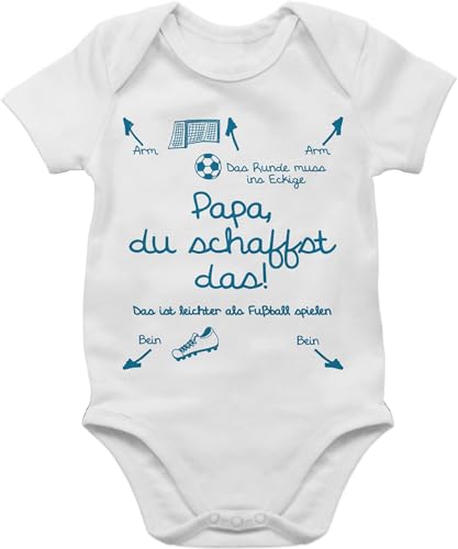 Baby Body Mädchen - Strampler & - Papa du schaffst das Fußball Junge - 1/3 Monate - Weiß - vatertagsbody sachen für neugeborene dad bodys babygeschenke zur geburt väter babybody von Shirtracer