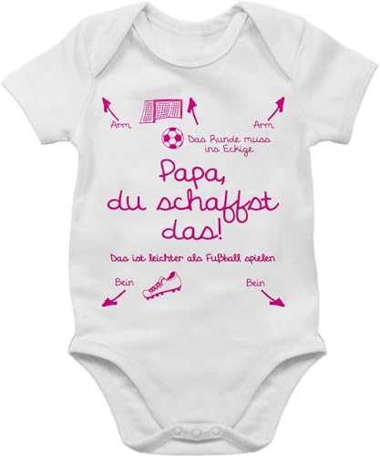 Baby Body Junge - Strampler & - Papa du schaffst das Fußball Mädchen - 3/6 Monate - Weiß - babybody babykleidung jungen bodys für babys kinderbody buddy babybodies baby-body babysachen kurzarm von Shirtracer