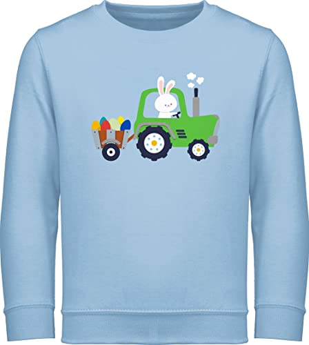 Sweatshirt Kinder Pullover für Jungen Mädchen - Ostergeschenke - Traktor Hase Ostereier I Ostern I Trecker Osterhase - 116 (5/6 Jahre) - Hellblau - osterpullover ostermotiv Ei reitpullover von Shirtracer