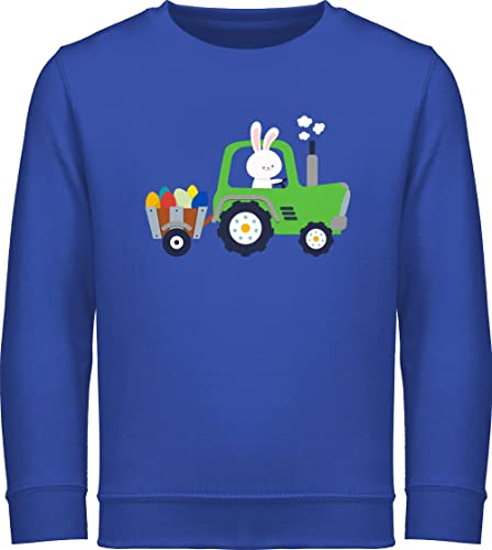 Sweatshirt Kinder Pullover für Jungen Mädchen - Ostergeschenke - Traktor Hase Ostereier I Ostern I Trecker Osterhase - 116 (5/6 Jahre) - Royalblau - osterpullover ostermotiv Ei reitpullover von Shirtracer