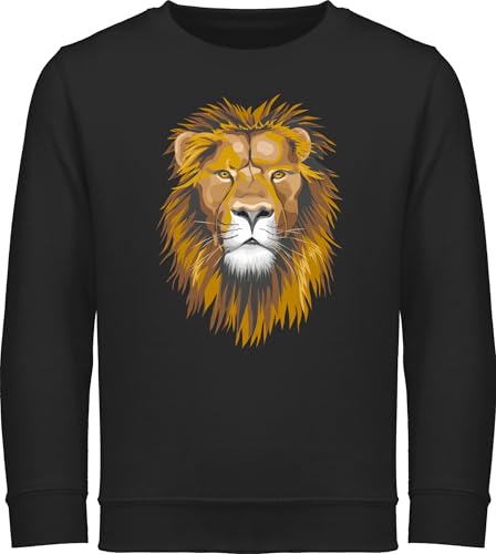 Shirtracer Sweatshirt Kinder Pullover für Jungen Mädchen - Tiermotiv Animal Print - Löwe - 104 (3/4 Jahre) - Schwarz - tiermotive löwen reitpullover tiermotiven Raubkatze Fun-Sweatshirts Tier von Shirtracer