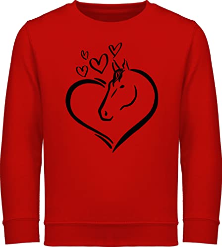 Sweatshirt Kinder Pullover für Jungen Mädchen - Pferd Pferde - Pferdeportrait im Herz - 152 (12/13 Jahre) - Rot - reiterin geschenk sprüche maedchen pferdeliebhaber geschenke reiter pferdefan von Shirtracer