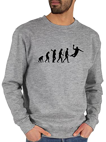 Sweater Pullover Sweatshirt Damen - Entwicklung und Outfit - Handball Evolution Herren - M - Grau meliert - handballer geschenk hanball sprüche wm fans em 2022 fan geschenke handball, handball. von Shirtracer