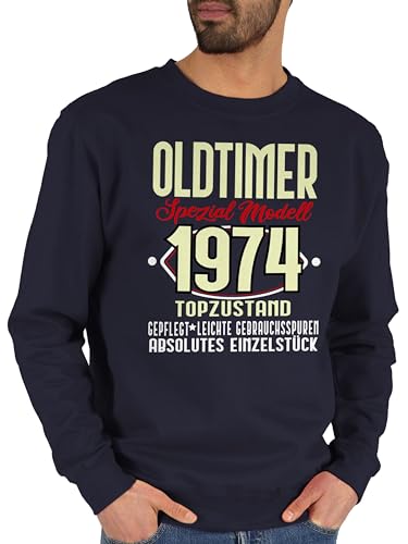 Sweater Pullover Sweatshirt Herren Damen - 50. Geburtstag - Oldtimer Spezial Modell 1974 Fünfzigster - L - Dunkelblau - geburtstagsgeschenke zum 50 geschenk geschenke 50ste geburtstagsgeschenk von Shirtracer