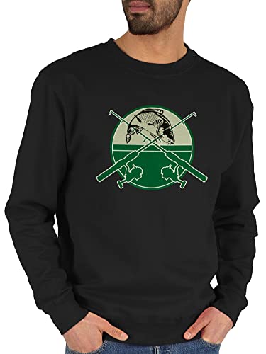 Sweater Pullover Sweatshirt Herren Damen - Angler Geschenke & Angeln Zubehör - Karpfen Fischer - L - Schwarz - angel fisch pulli fischerei fische fischen fishing angelsport angel- angelmotiv sport von Shirtracer