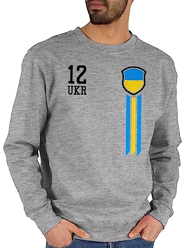 Shirtracer Sweater Pullover Sweatshirt Herren Damen - Fußball EM WM - 12. Mann Ukraine - XL - Grau meliert - Europameisterschaft ukrainische Pulli fu Ball polovers em- Fanartikel em24 Fussball 2024 von Shirtracer