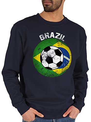 Shirtracer Sweater Pullover Sweatshirt Herren Damen - EM WM - Brazil Fußball Vintage Kreis - XL - Dunkelblau - Europameisterschaft brasilien fu Ball Fussball em24 em- Fanartikel 2024 von Shirtracer