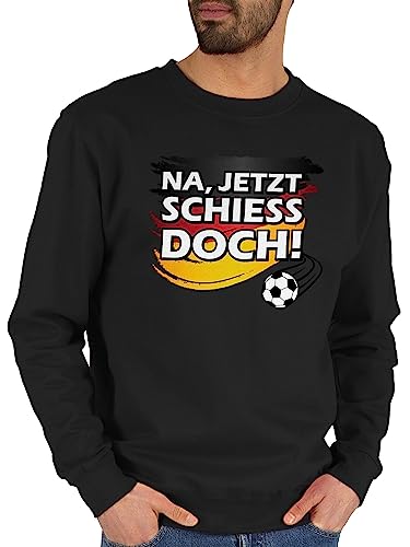 Shirtracer Sweater Pullover Sweatshirt Herren Damen - EM WM - Jetzt schieß doch - Fußball Fan-Spruch Deutschland - S - Schwarz - Europameisterschaft 2024 Pulli Fussball fu Ball em- Fanartikel von Shirtracer