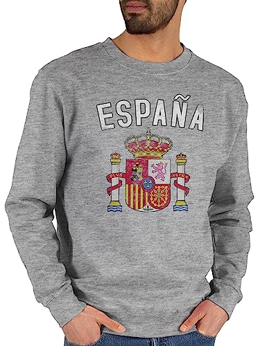 Shirtracer Sweater Pullover Sweatshirt Herren Damen - Fußball EM - Spanien Wappen WM - M - Grau meliert - em- Fanartikel fussbal Pulli fu Ball em24 Europameisterschaft 2024 Fussball von Shirtracer