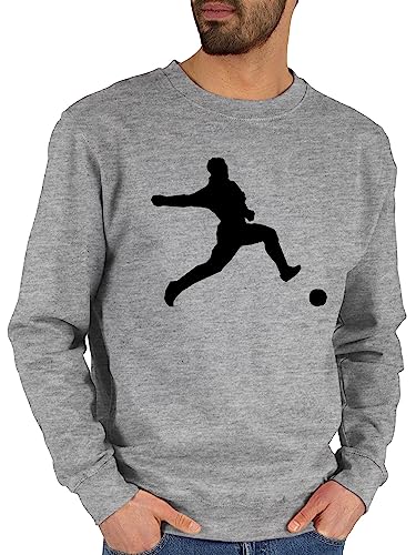 Shirtracer Sweater Pullover Sweatshirt Herren Damen - Fussball EM 2024 - Fußballer Action - L - Grau meliert - Geschenk fussballfan fußball Fussballer Geschenke sprüche fussballspruch Pulli fu Ball von Shirtracer