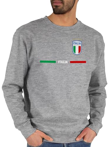 Sweater Pullover Sweatshirt Herren Damen - Fußball EM WM - Italien Trikot Wappen | Italia mit Stolz | Italienisches Fan-Motiv - M - Grau meliert - europameisterschaft 2024 italy pulli fussball von Shirtracer