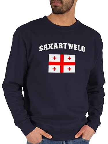 Sweater Pullover Sweatshirt Herren Damen - Fußball EM WM - Sakartwelo Schriftzug mit Flagge | Sakartvelo | Georgia | Georgien | Georgisch - L - Dunkelblau - europameisterschaft georgische fussball Sweater Pullover Sweatshirt Herren Damen - Fußball EM WM - Sakartwelo Schriftzug mit Flagge | Sakartvelo | Georgia | Georgien | Georgisch - L - Dunkelblau - europameisterschaft georgische fussball von Shirtracer