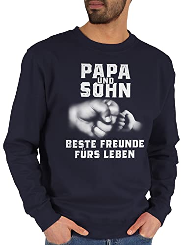 Sweater Pullover Sweatshirt Herren Damen - Geschenk zum Vatertag - Papa und Sohn Beste Freunde fürs Leben - M - Dunkelblau - Vatertagsgeschenke Vater Pulli Vatertagsgeschenk Faust Sweat Fater Tag von Shirtracer