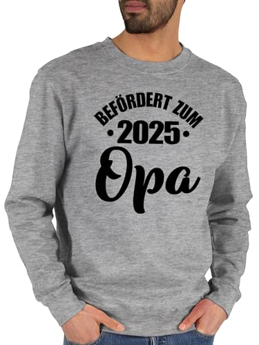 Sweater Pullover Sweatshirt Herren Damen - Geschenke - Befördert zum Opa 2025 I Schwangerschaftsverkündung Du wirst Opi - M - Grau meliert - batertag bald fater tag werden opas für frischen von Shirtracer