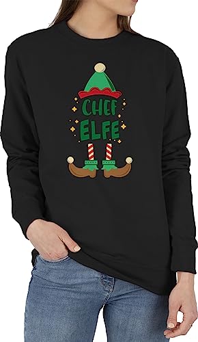 Sweater Pullover Sweatshirt Herren Damen - Weihnachten Chef Elfe I Weihnachtself - S - Schwarz - Geschenk für zu Baumwolle weihnachtsmotiv elf Pulli Geschenke vor Christmas Elfen Baumwoll von Shirtracer