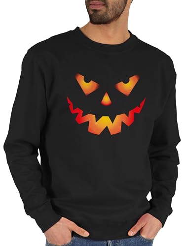 Sweater Pullover Sweatshirt Herren Damen - Halloween Kürbis Gesicht Gruseliger Kürbisgesicht Gruselig Böse - XL - Schwarz - haloween outfits horror halooween costum halloweenparty hallooween von Shirtracer