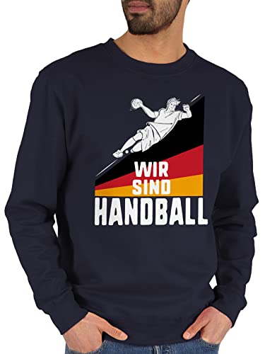 Sweater Pullover Sweatshirt Herren Damen - Handball EM 2024 Trikot Ersatz - Wir sind Handball! Deutschland - L - Dunkelblau - wm handball+sprüche geschenk 2022 handballer nationalmannschaft pulli von Shirtracer