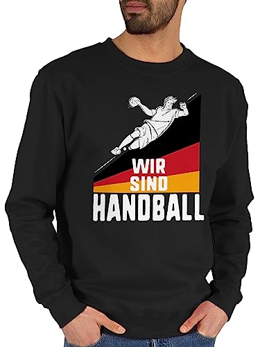 Sweater Pullover Sweatshirt Herren Damen - Handball EM 2024 Trikot Ersatz - Wir sind Handball! Deutschland - M - Schwarz - handballer handball+sprüche geschenk 2022 wm fans ball geschenke fan von Shirtracer