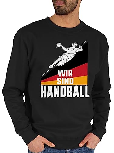 Sweater Pullover Sweatshirt Herren Damen - Handball EM 2024 Trikot Ersatz - Wir sind Handball! Deutschland - S - Schwarz - wm sprüche ball geschenke geschenk beachhandball nationalmannschaft pulli von Shirtracer