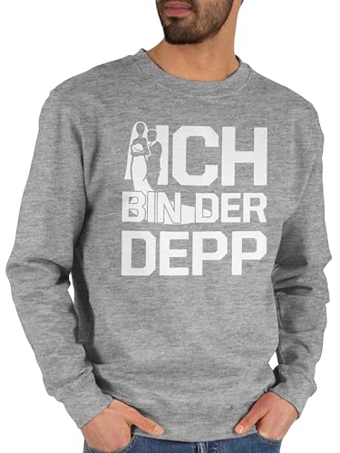 Sweater Pullover Sweatshirt Herren Damen - JGA Junggesellenabschied Männer - Ich bin der Depp - weiß - XXL - Grau meliert - jungesellenabschied jungesselnabschied polterabend hen party poltern von Shirtracer