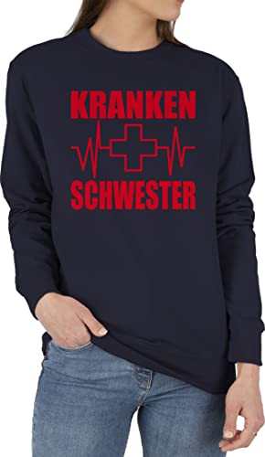 Shirtracer Sweater Pullover Sweatshirt Herren Damen - Karneval & Fasching - Krankenschwester Herzschlag - L - Dunkelblau - karnelval köstüme „Karneval“ straßenkarneval fasnachts fasnet karnewal von Shirtracer