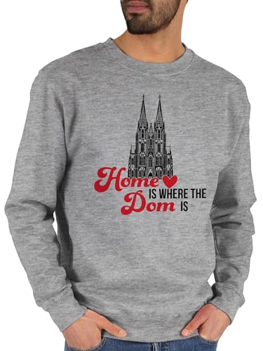 Sweater Pullover Sweatshirt Herren Damen - Karneval & Fasching - Home is where the Dom is Köln I - XS - Grau meliert - faschings kölner pulli karnevals mit fassenacht fastnacht köstüme fasching, von Shirtracer