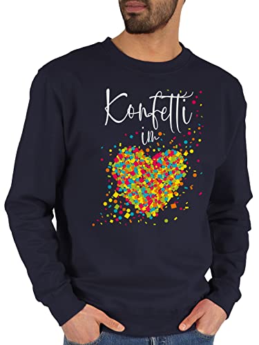 Sweater Pullover Sweatshirt Herren Damen - Karneval & Fasching - Konfetti im Herzen I - XXL - Dunkelblau - faschings köln pulli karnevals herz sweat fassenacht confetti männer fastnacht mit von Shirtracer