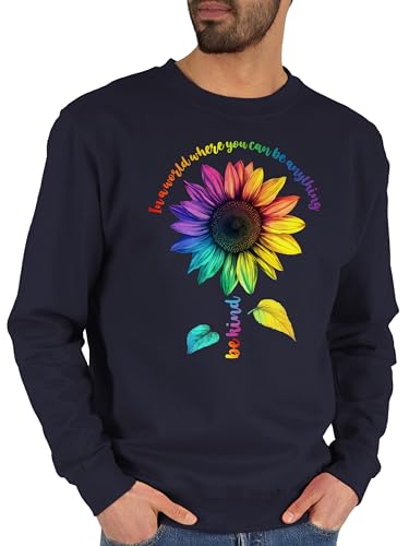 Sweater Pullover Sweatshirt Herren Damen - Kleidung Flag - In a World Where You can be Anything be Kind Sonnenblume Pride Outfit Regenbogen Accessoires LGBTQ Outfit CSD Accessoires Christoper Street von Shirtracer