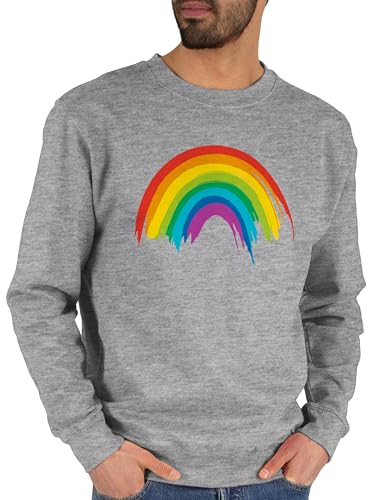 Sweater Pullover Sweatshirt Herren Damen - Kleidung Pride Flag - Regenbogen LGBT & LGBTQ - M - Grau meliert - CSD Rainbow Lesbian Christopher Street Day lqbtq Gay lgbtqia Queer Month von Shirtracer