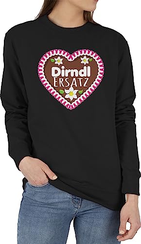Sweater Pullover Sweatshirt Herren Damen - Kompatibel Oktoberfest - Dirndl Ersatz Lebkuchenherz mit Blumen - Fuchsia - XL - Schwarz - Trachten bayrische ersatzdirndl bayrisch Tracht Octoberfest von Shirtracer
