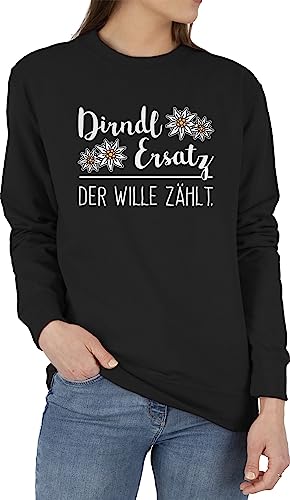 Sweater Pullover Sweatshirt Herren Damen - Kompatibel mit Oktoberfest - Dirndl Ersatz nur der Wille zählt - S - Schwarz - Tracht Octoberfest Trachten bayerische statt October fest Oktoberfest- von Shirtracer