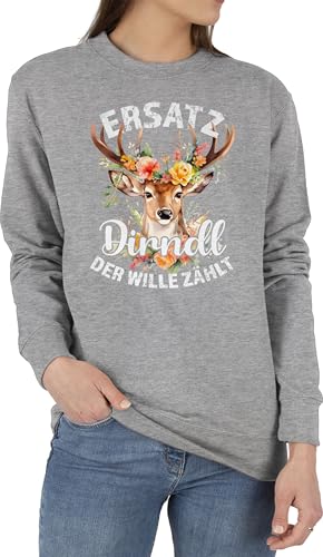 Sweater Pullover Sweatshirt Herren Damen - Kompatibel mit Oktoberfest - Ersatz Dirndl Der Wille Zählt - L - Grau meliert - Trachten bayrische geweih pullis bayrisch Hirsch Tracht Dirndl. von Shirtracer