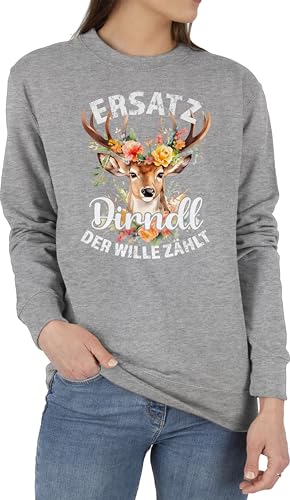 Sweater Pullover Sweatshirt Herren Damen - Kompatibel mit Oktoberfest - Ersatz Dirndl Der Wille Zählt - XS - Grau meliert - Trachten bayrische geweih pullis bayrisch Hirsch Tracht Dirndl. von Shirtracer