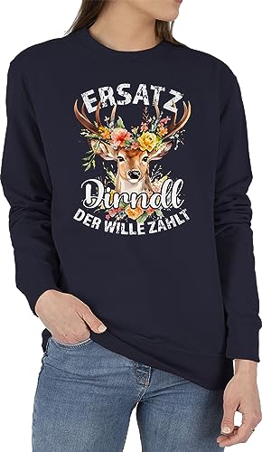 Sweater Pullover Sweatshirt Herren Damen - Kompatibel mit Oktoberfest - Ersatz Dirndl Der Wille Zählt - XXL - Dunkelblau - Trachten bayrische geweih pullis bayrisch Hirsch Tracht Dirndl. von Shirtracer