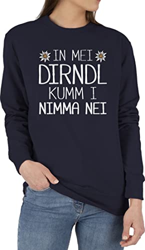 Sweater Pullover Sweatshirt Herren Damen - Kompatibel mit Oktoberfest - In MEI Dirndl kumm i nimma nei weiß - XL - Dunkelblau - Trachten bayrische kummi Pulli bayrisch 'Dirndl pullis Tracht von Shirtracer
