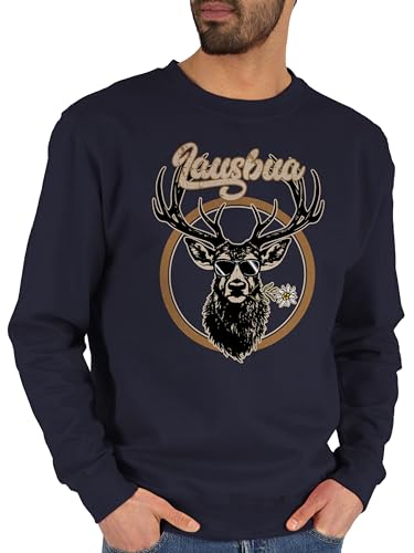 Sweater Pullover Sweatshirt Herren Damen - Kompatibel mit Oktoberfest - Lausbua Hirsch Hirschgeweih Lausbub - M - Dunkelblau - trachten bayrische pulli octoberfest bayerischer tracht oktoberfest- von Shirtracer