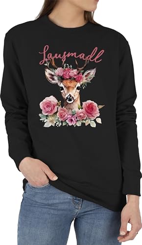Sweater Pullover Sweatshirt Herren Damen - Kompatibel mit Oktoberfest - Lausmadl REH Geweih I Lausemädchen I Freches Mädchen I Lausmädchen I Lousy Girl - XS - Schwarz - Trachten bayrische Sweater Pullover Sweatshirt Herren Damen - Kompatibel mit Oktoberfest - Lausmadl REH Geweih I Lausemädchen I Freches Mädchen I Lausmädchen I Lousy Girl - XS - Schwarz - Trachten bayrische von Shirtracer