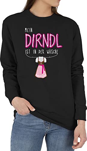 Sweater Pullover Sweatshirt Herren Damen - Kompatibel mit Oktoberfest - Mein Dirndl ist in der Wäsche - M - Schwarz - Trachten ersatz bayerische is da wäsch October fest MEI Oktoberfest- bayerisch von Shirtracer