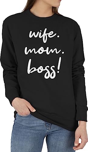 Sweater Pullover Sweatshirt Herren Damen - Mama - Wife Mom Boss I Mom Life - XXL - Schwarz - Mum Geschenke Ehefrau mütter Muttertag muttertagsgeschenke Mutter muttertagsgeschenk Mutti Mami von Shirtracer