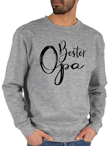 Sweater Pullover Sweatshirt Herren Damen - Geschenke - Bester Opa Schreibschrift - schwarz - XXL - Grau meliert - batertag beste pulli fater tag ist der opas vateetag vatertaggeschenke vatertah von Shirtracer